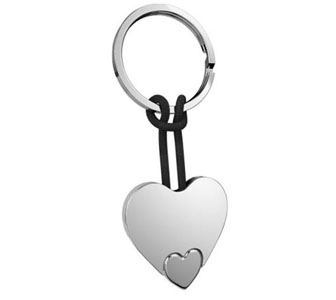 Two heart shapes metal keychain